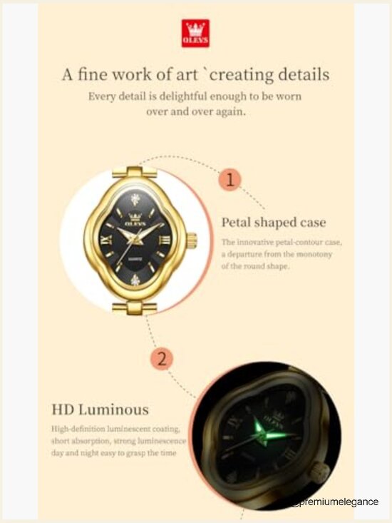 Elegant Dress Gold Stainless Steel Watch Waterproof Easy Read Small Wrist